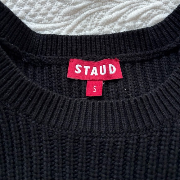 STAUD Sweater Dress Marylebone Black Knit Mini Small Fall Balloon Sleeve, Size S - Picture 7 of 11